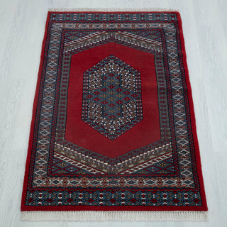 Vespera Red 2.6x4 Persian Medallion Bokhara Wool Area Rug