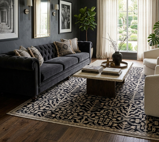Stark Black Anatolian Hand Knotted Oushak Wool Rug