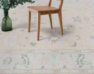 Turkish Style Muted Light Pink Oushak Hand Knotted Spun Wool Rug