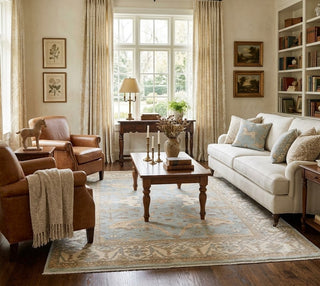Alligreen well - 8x10 Green Gray Oushak Wool Rug