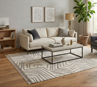 Slate 8x10 Ivory Plush Modern Moroccan Hand Knotted Wool Rug