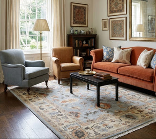 Herbert 8x10 Blue Distressed Vintage Look Oushak Wool Rug