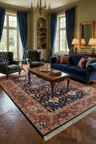 9x12 Navy Persian Serapi Classic Wool Rug