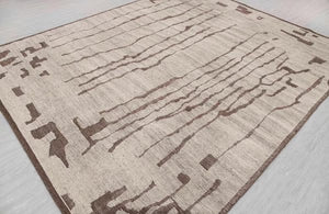 12x15vory Brown Distressed Look Boho Moroccon Hand Knotted Rug