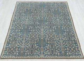 10f x 10f. Round Vintage-Style Sky Blue Oushak Rug